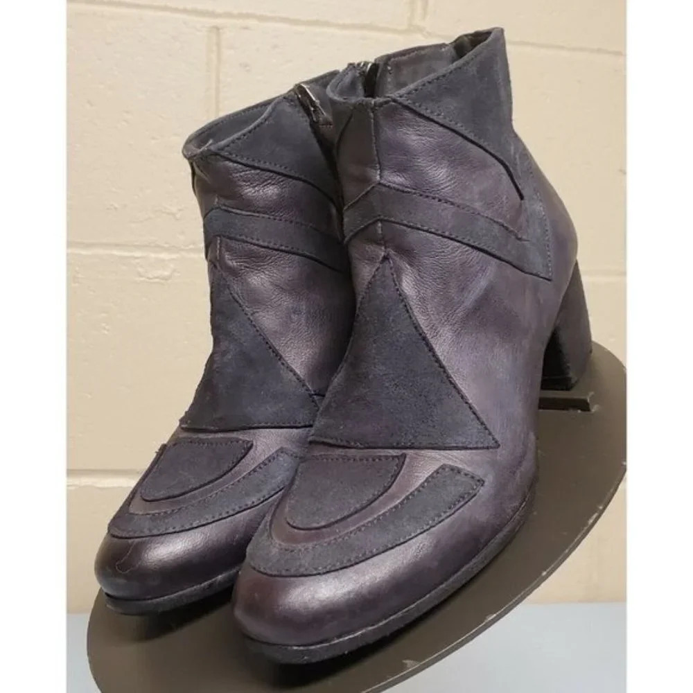 Gidigio Size 38 Charcoal Gray Leather w/ Suede Bootie / Ankle Booties  Italy EUC